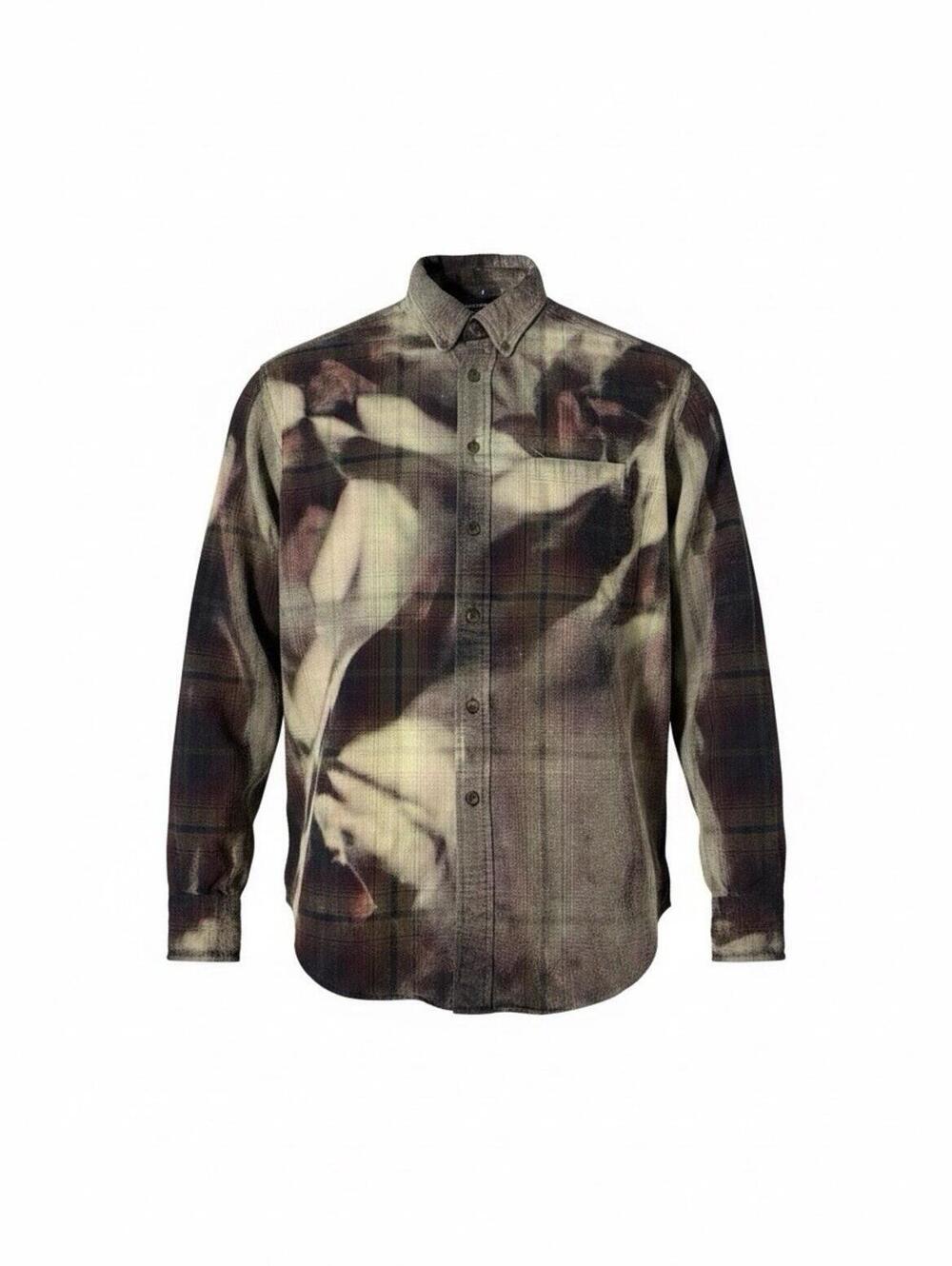 Flannel Shirt Men XL Roundtree York Art Dye